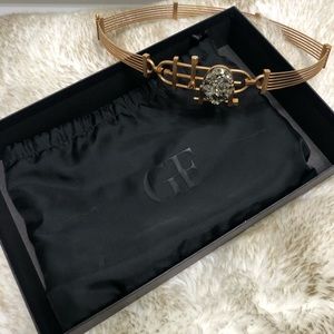 Gianfranco ferre belt. Gold color and pyrite stone